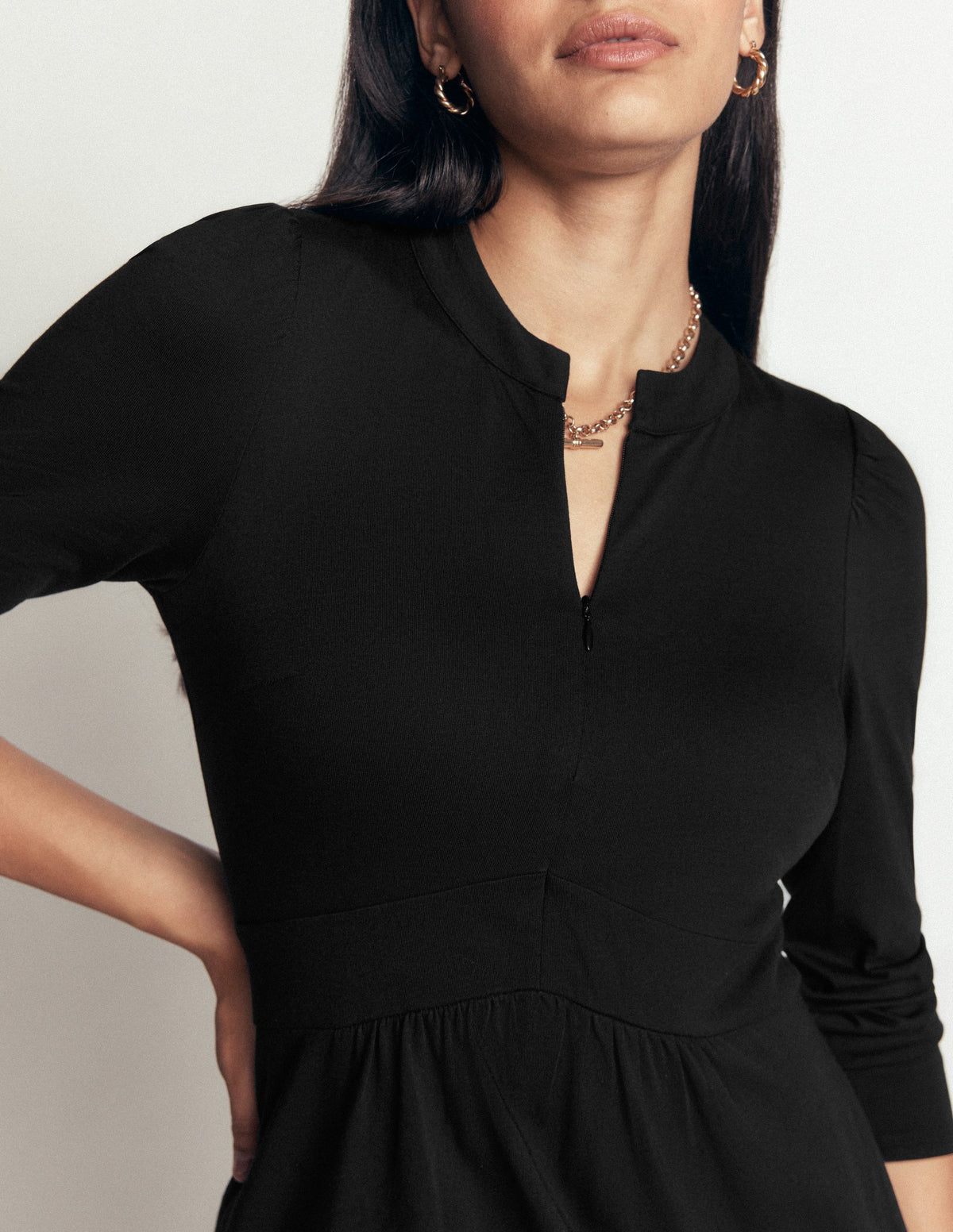 Hope Zip Detail Jersey Dress-Black-2