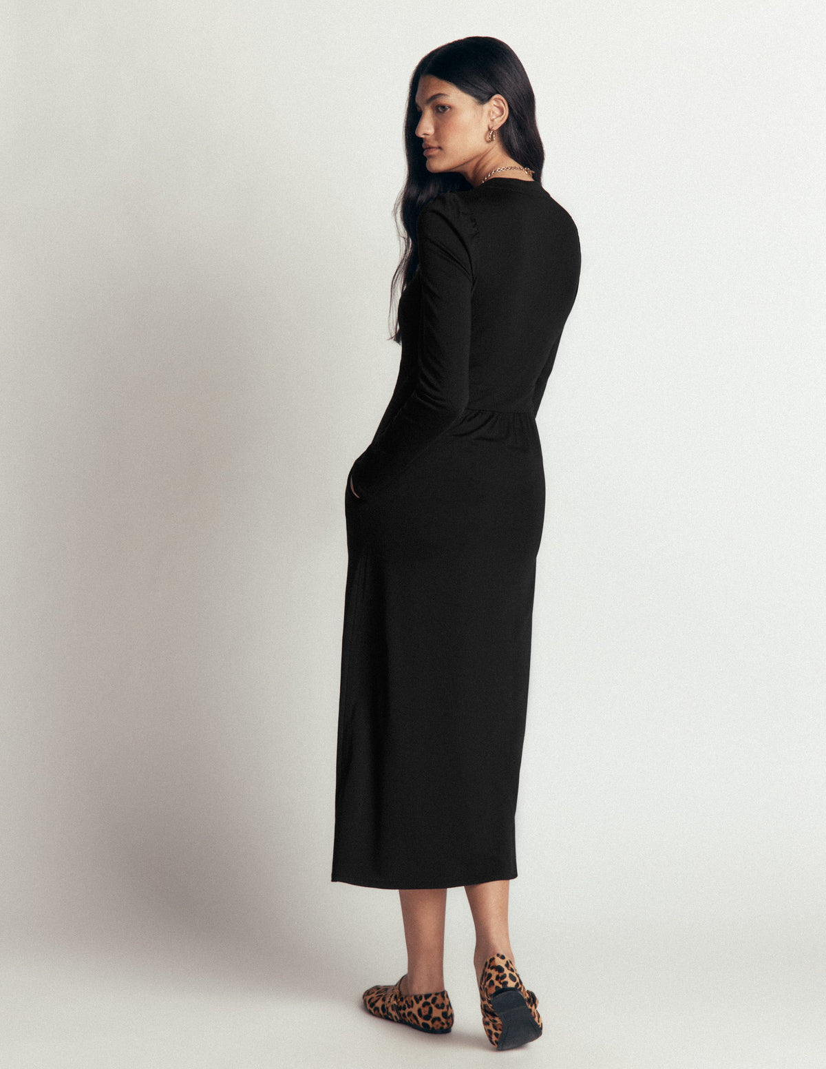 Hope Zip Detail Jersey Dress-Black-3