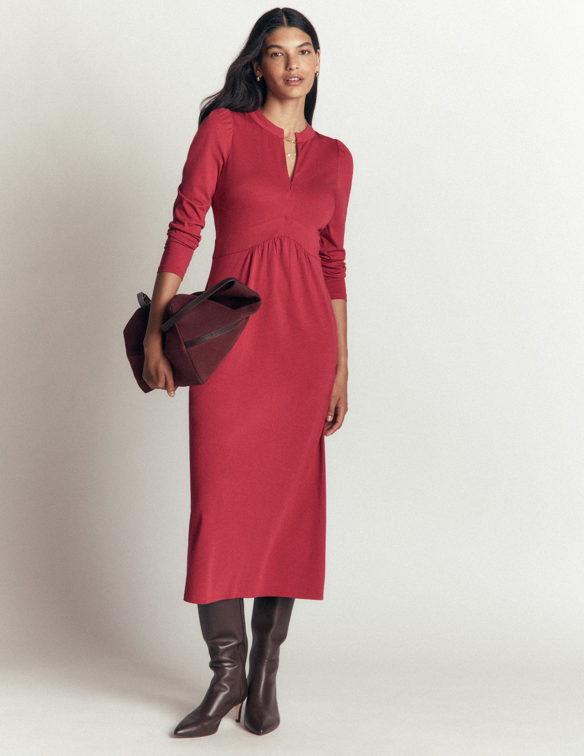 Hope Zip Detail Jersey Dress-Red Earth - Image 1