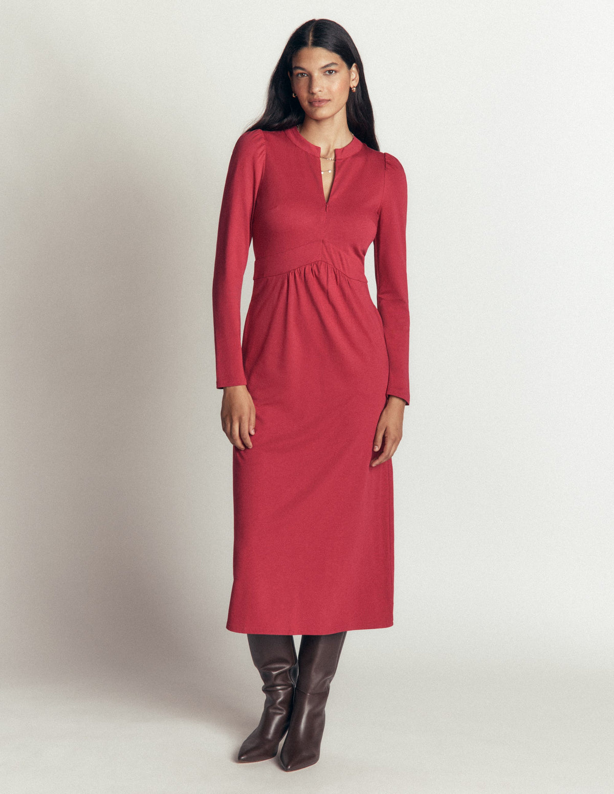 Hope Zip Detail Jersey Dress-Red Earth-4