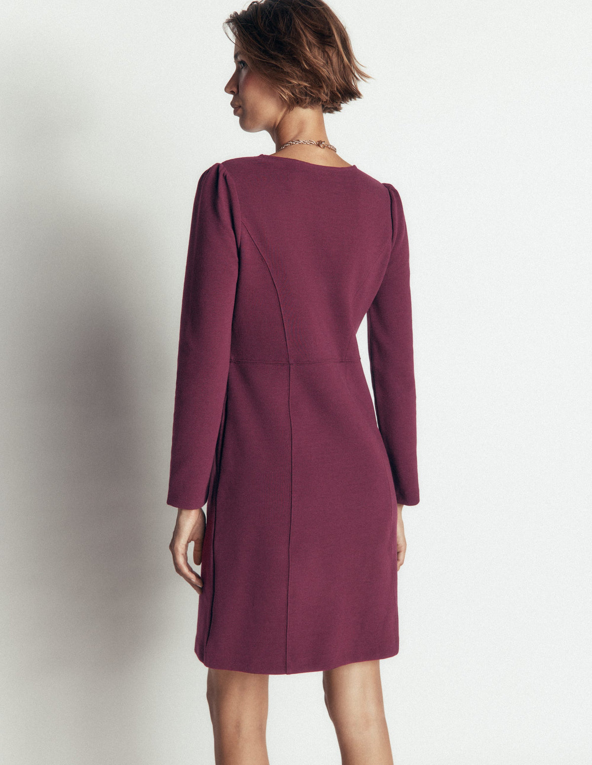Marla Seamed Ottoman Dress-Dark Cherry-3