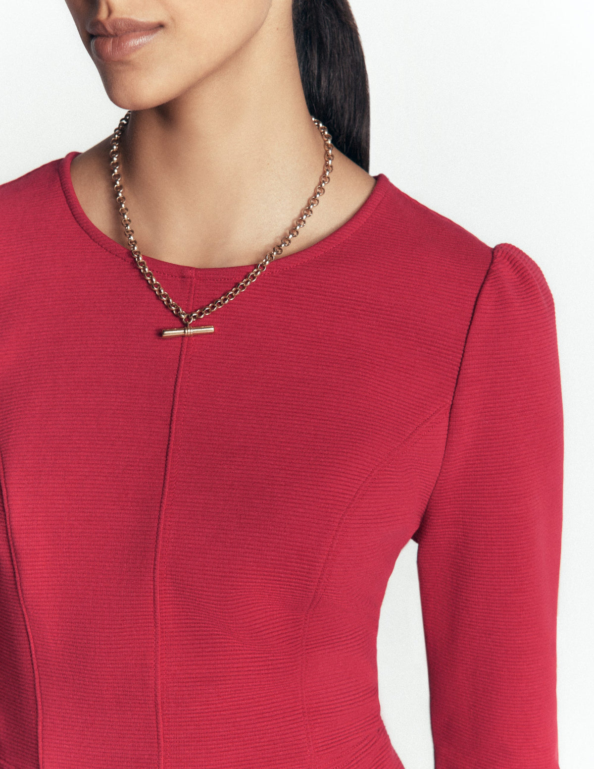Marla Seamed Ottoman Dress-Red Earth-2
