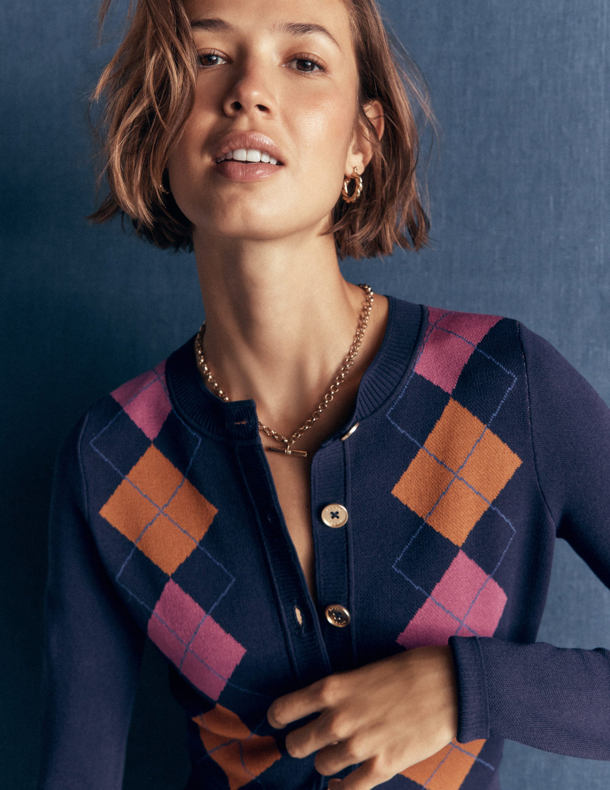 Crew Neck Jacquard Dress-Navy Jacquard-4