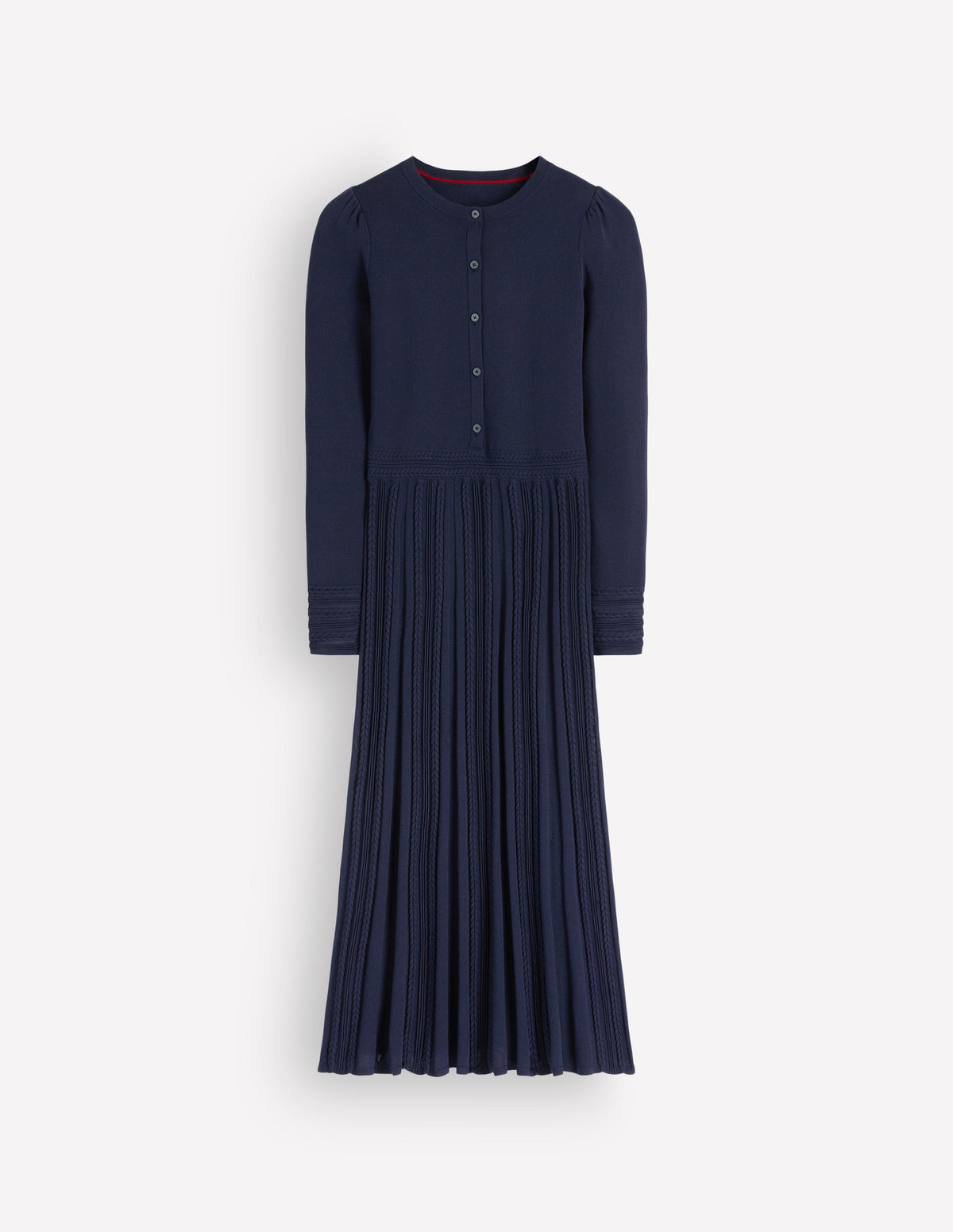 Cable Stitch Knitted Dress-Navy-6