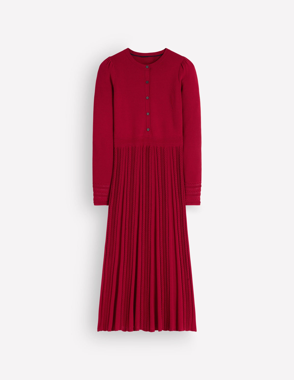 Cable Stitch Knitted Dress-Crimson Red - Image 6