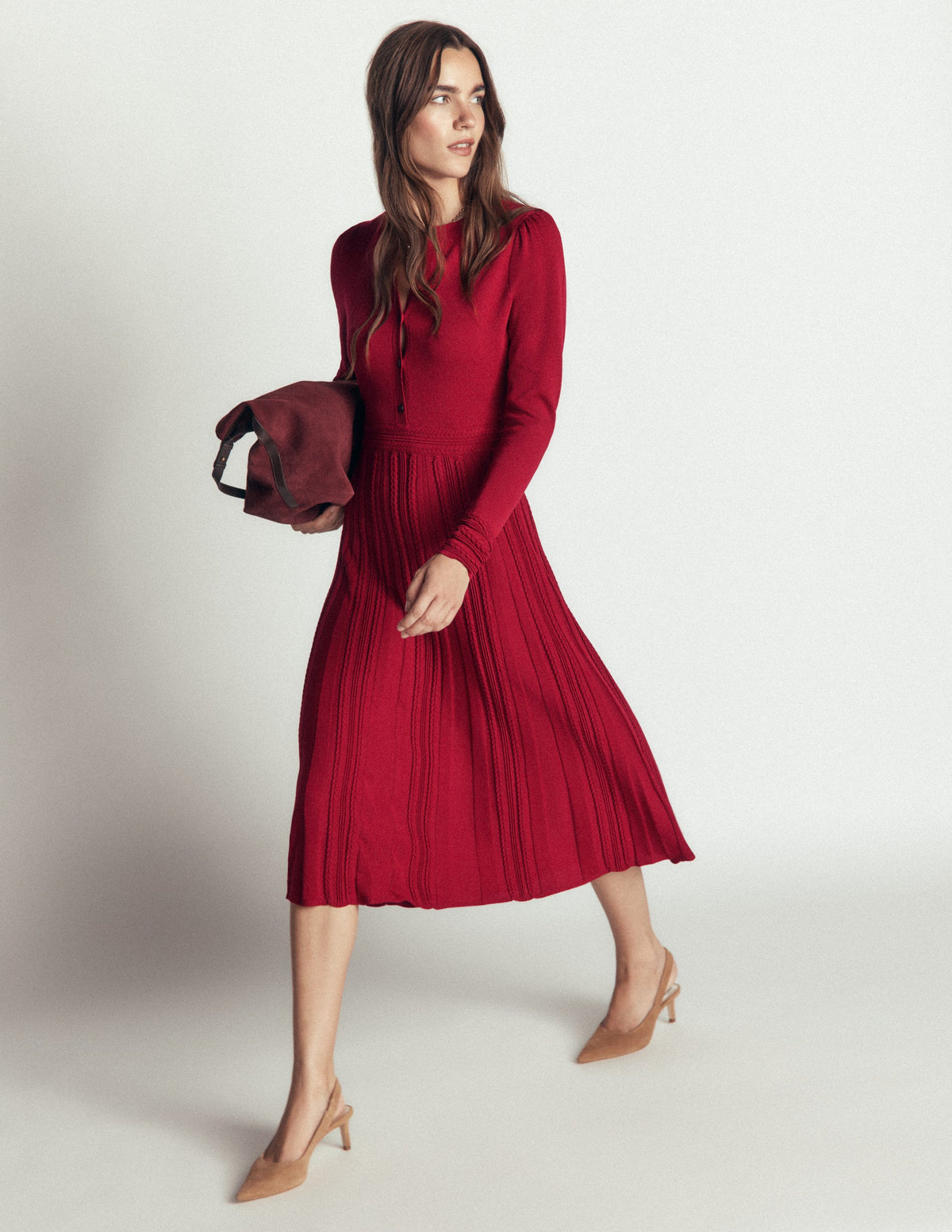 boden rita knitted dress Cable Stitch - Crimson Red colourway-alexia