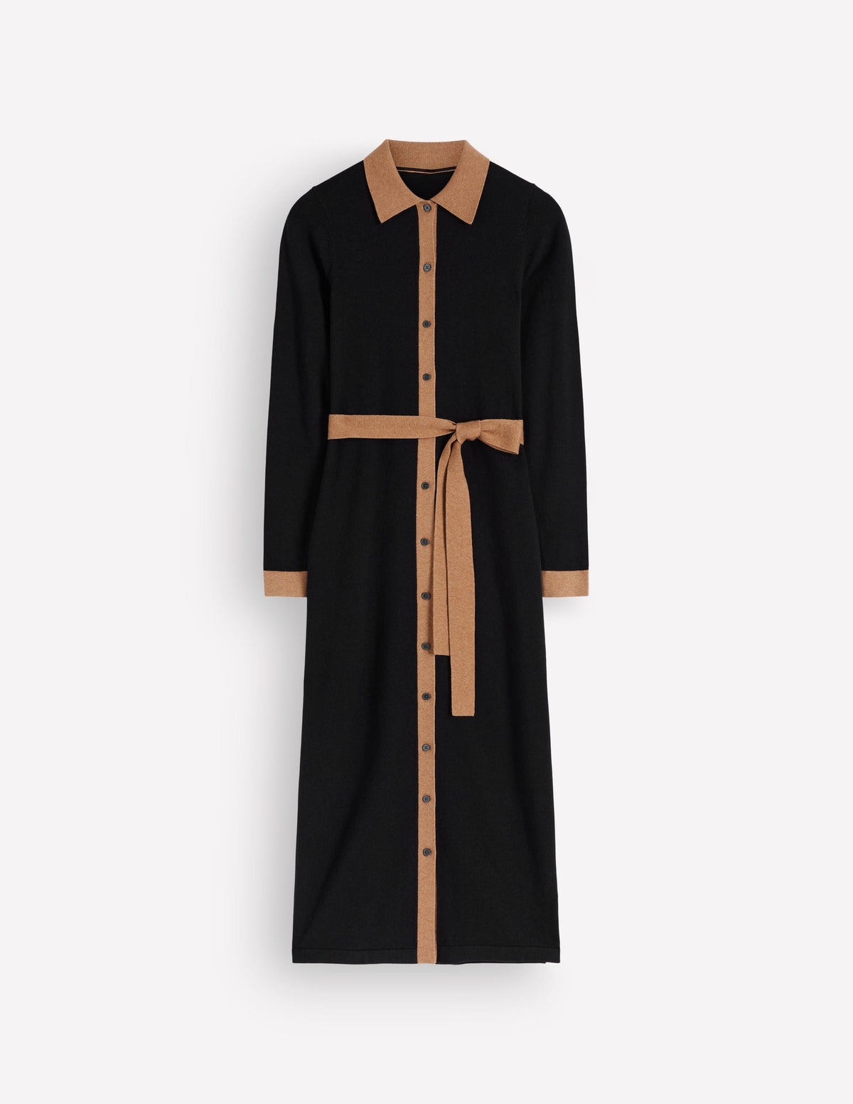 Jessica Knitted Shirt Dress-Black and Fall leaf - Image 6