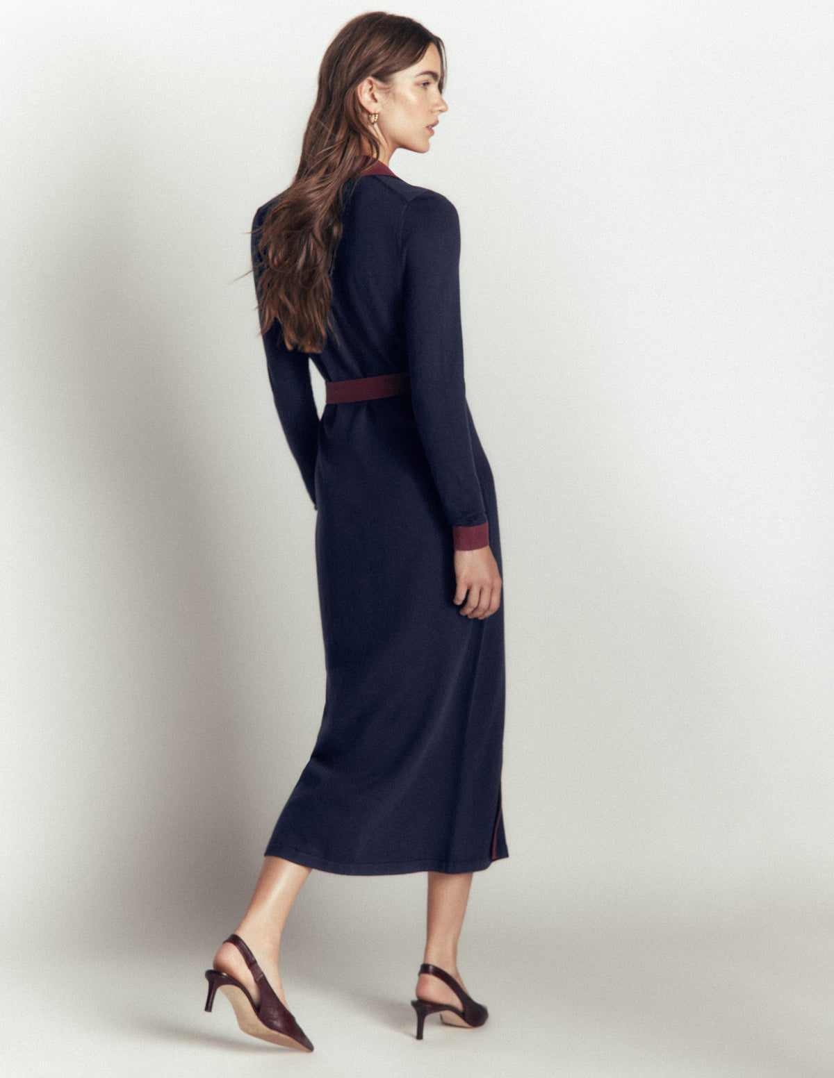 Jessica Knitted Shirt Dress-Evening Blue, Deep Wisteria - Image 3