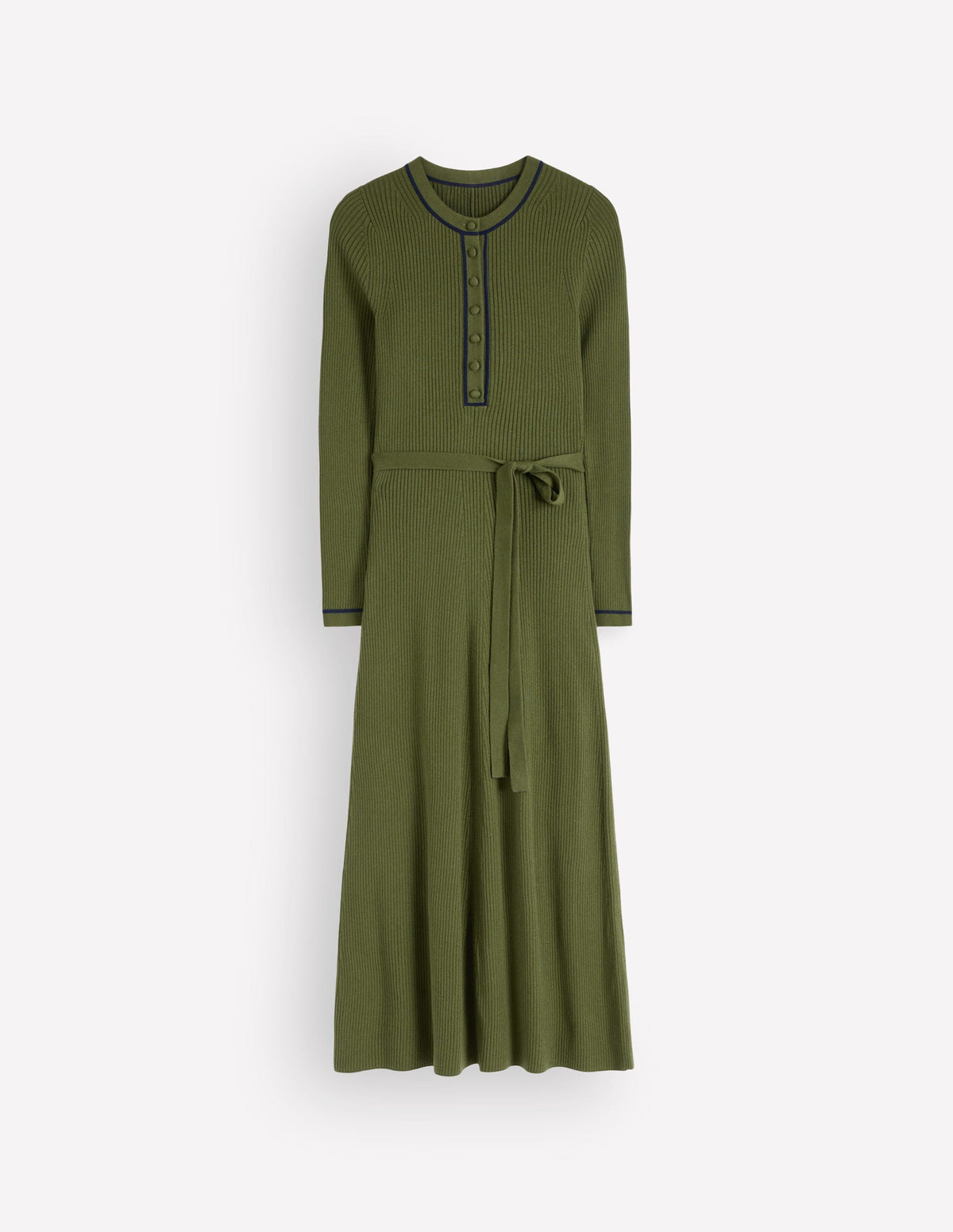 Paula Ribbed Crew Dress-Brunswick Green, Evening Blue-7