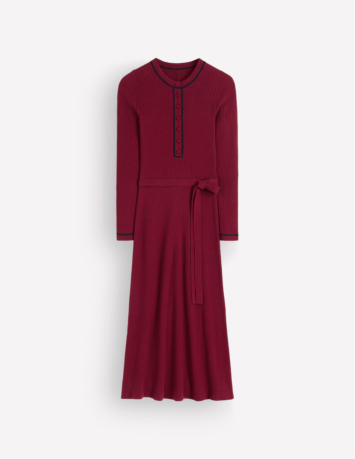 Paula Ribbed Crew Dress-Deep Wisteria, Navy - Image 6