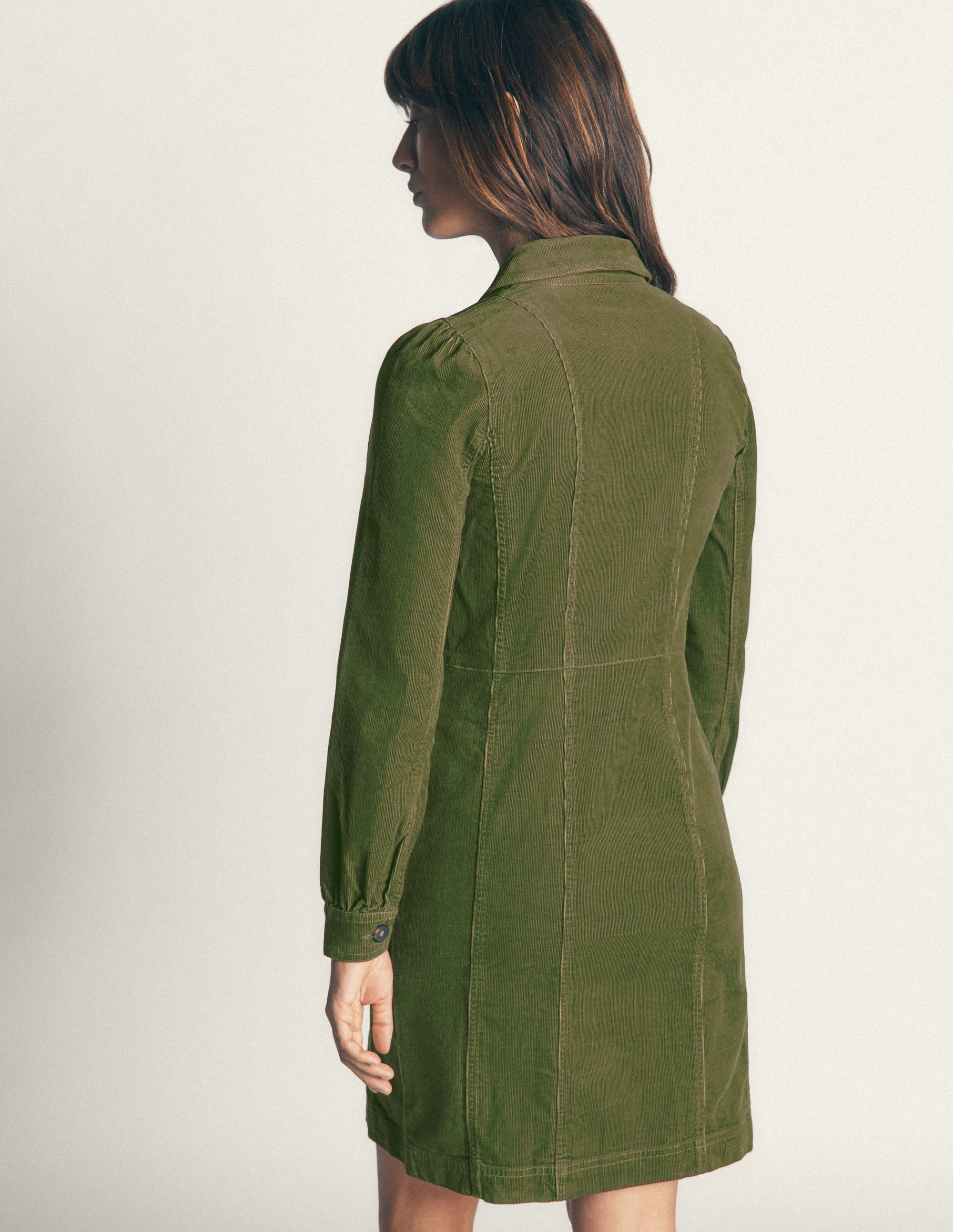Rhoda Cord Short Dress-Forest Green - Image 3