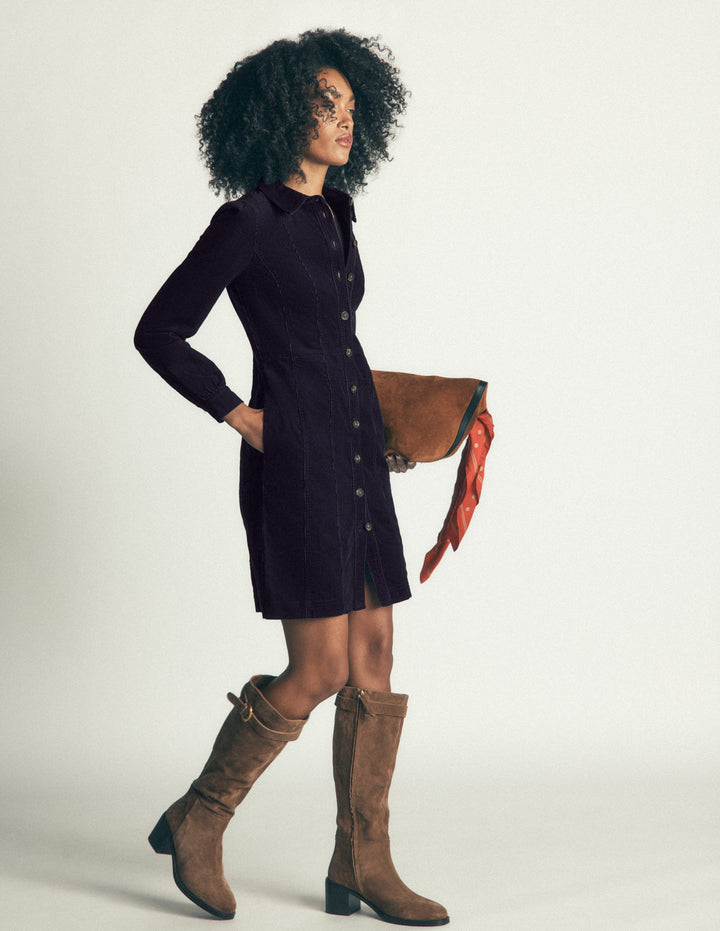 Rhoda Cord Short Dress-Navy