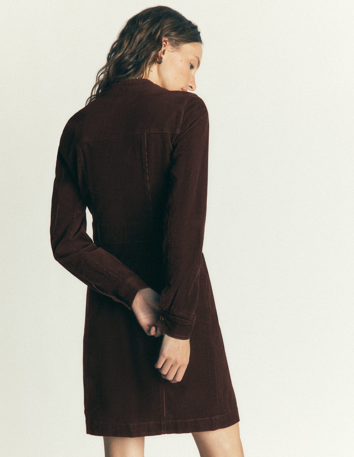 Zara Cord Short Dress-Bitter Chocolate - Image 4