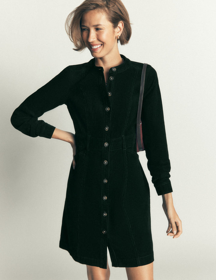 Zara Cord Short Dress-Midnight Emerald