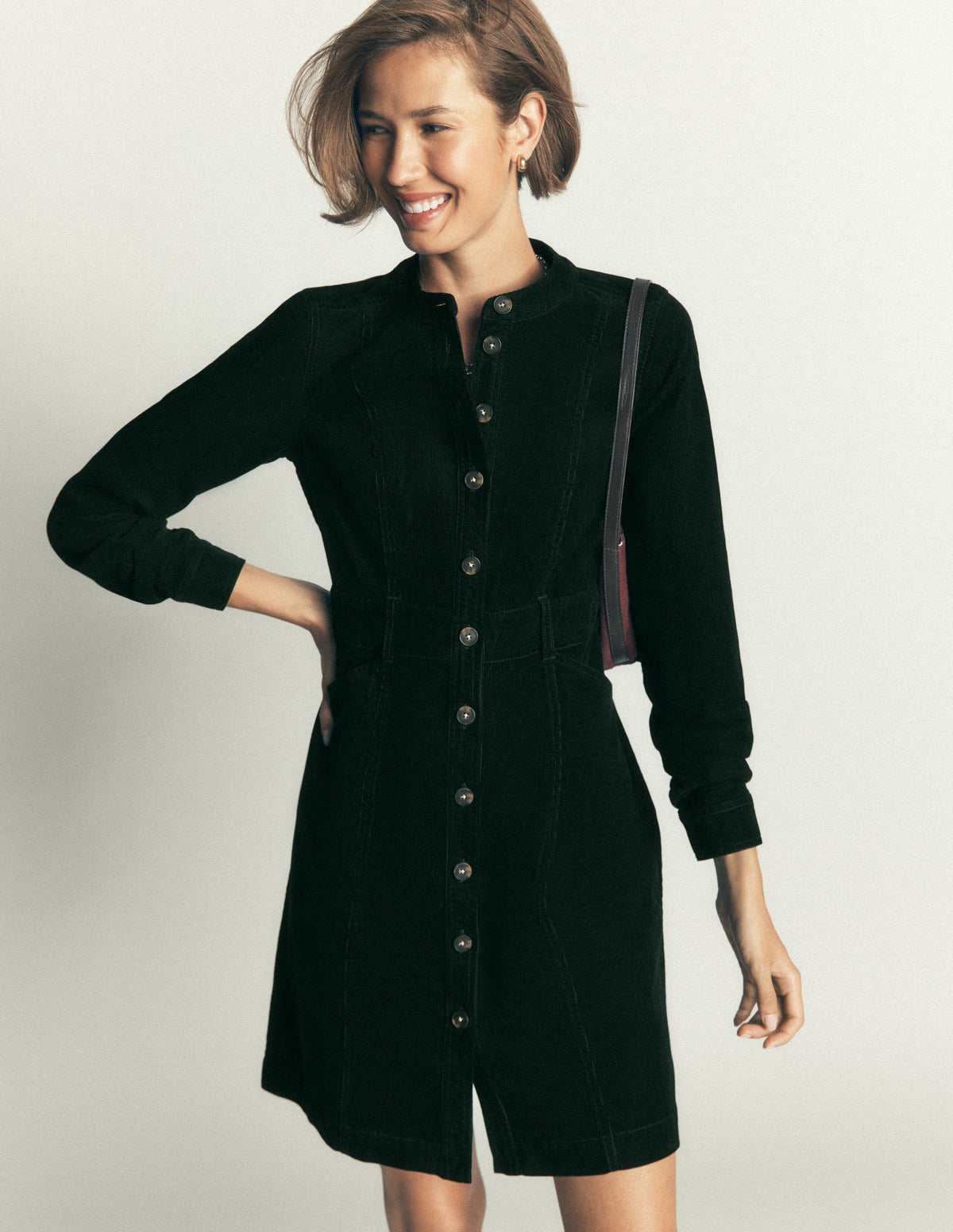 Zara Cord Short Dress-Midnight Emerald-1