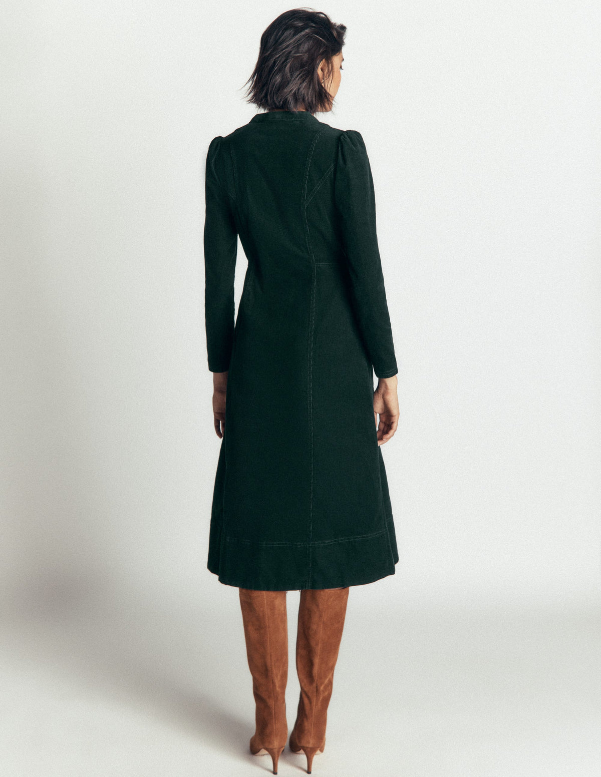 Una Cord Midi Dress-Midnight Emerald-3