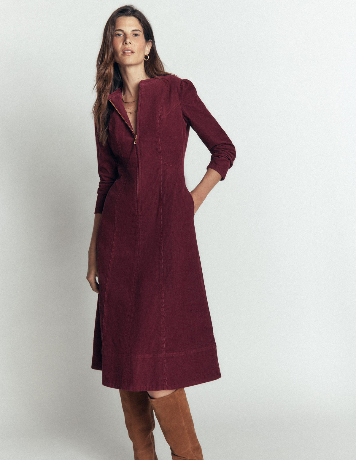 Una Cord Midi Dress-Purple Potion - Image 1