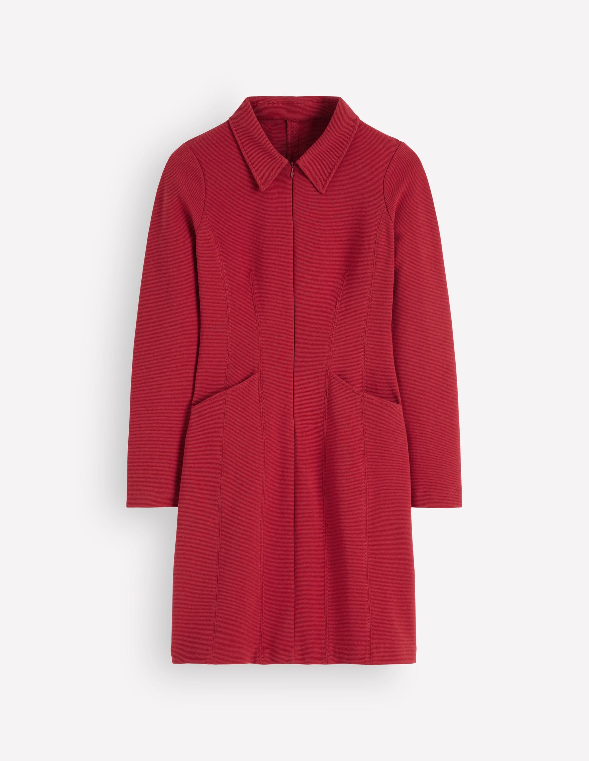 Nia Ottoman Long Sleeve Dress-Crimson red-6