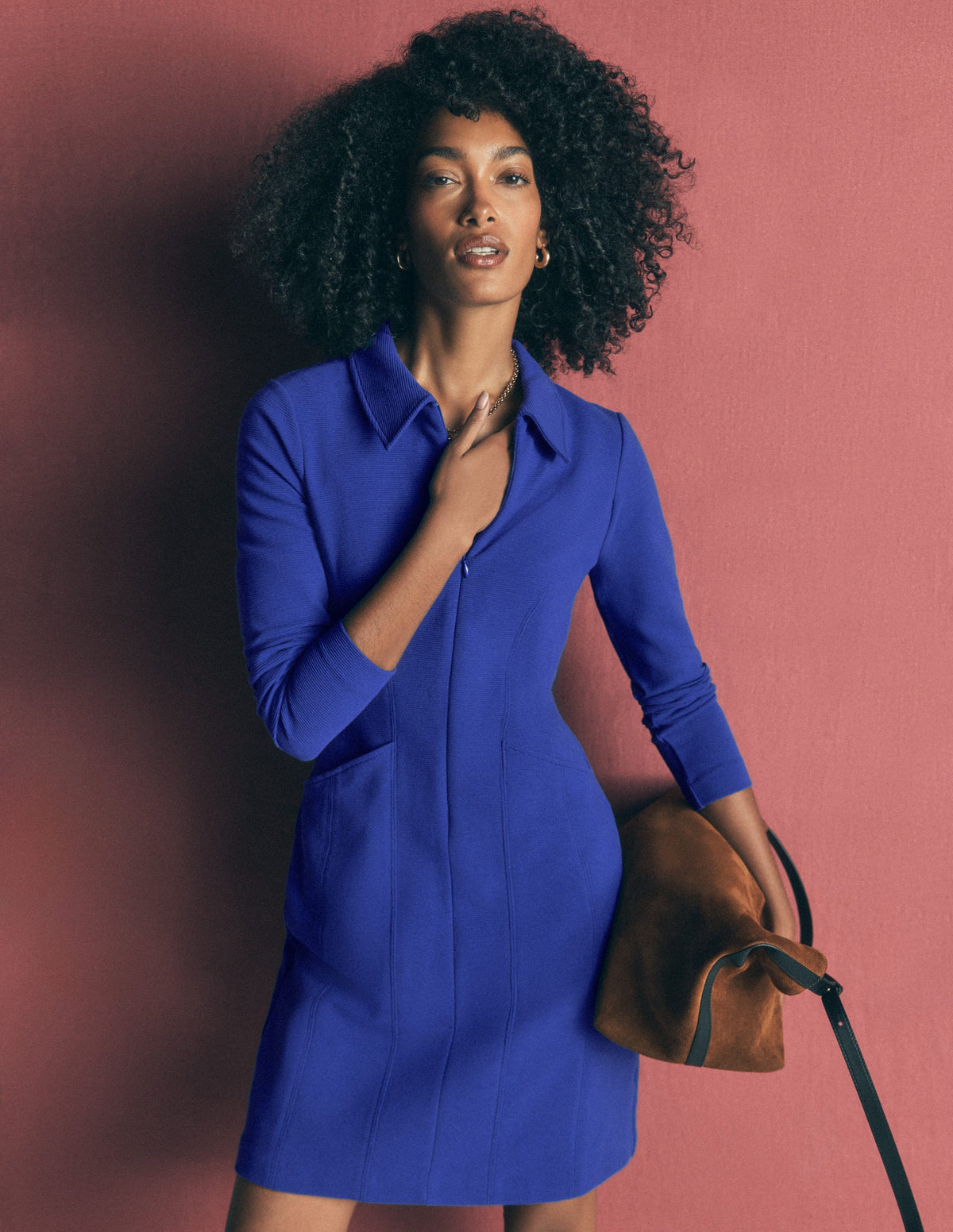 Nia Ottoman Long Sleeve Dress-Bright Blue - Image 1
