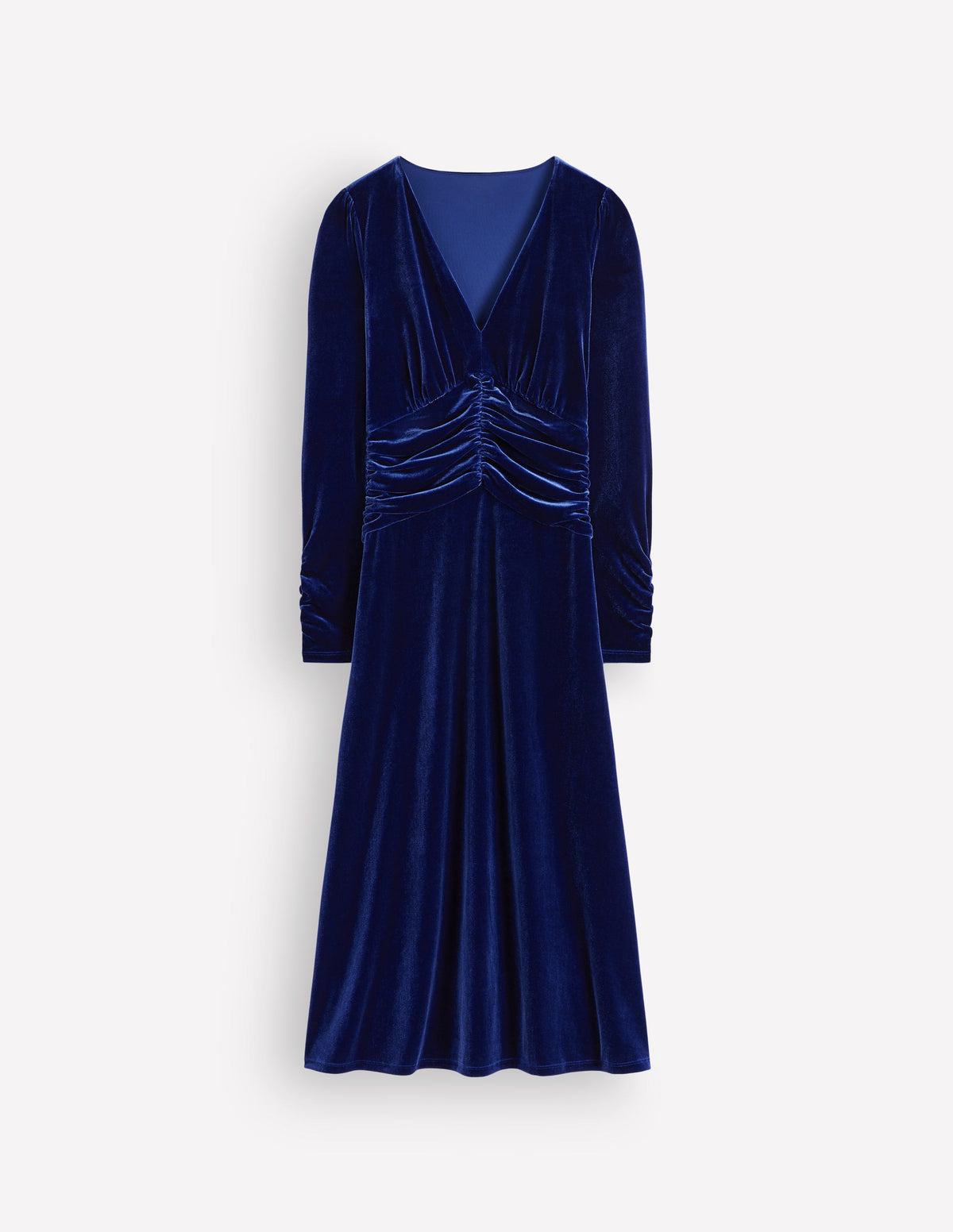 Mya Ruched Velvet Midi Dress-Sapphire Blue - Image 5