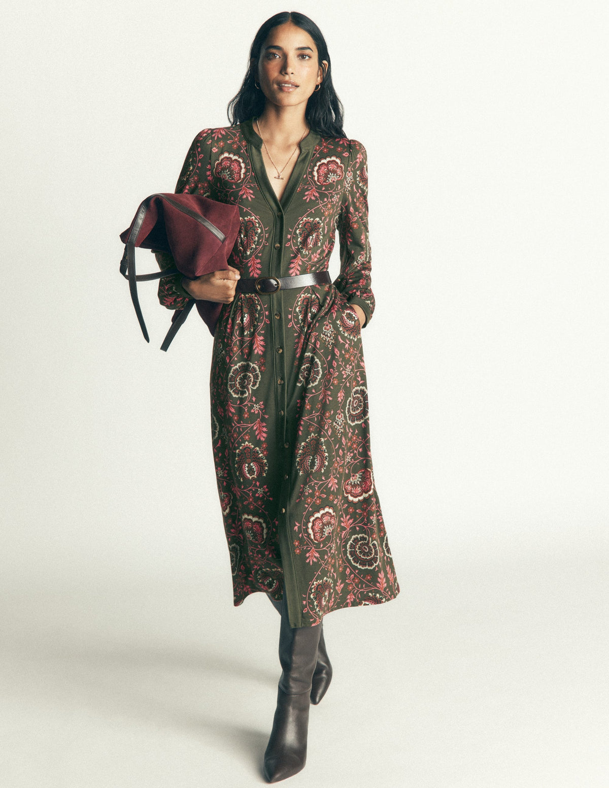 Juliet Jersey Midi Dress-Duffle Bag, Sprouting Vine - Image 4
