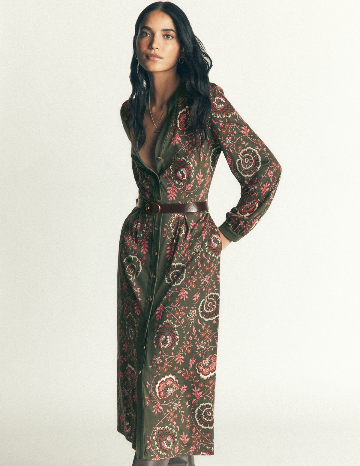 Juliet Jersey Midi Dress-Duffle Bag, Sprouting Vine - Image 6