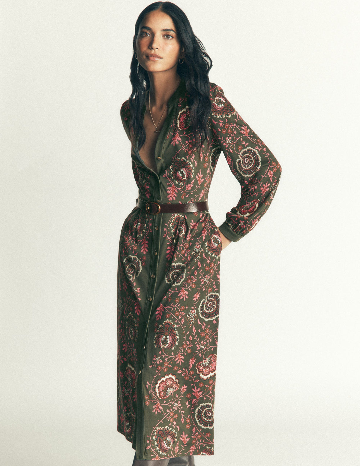 Juliet Jersey Midi Dress-Duffle Bag, Sprouting Vine - Image 6