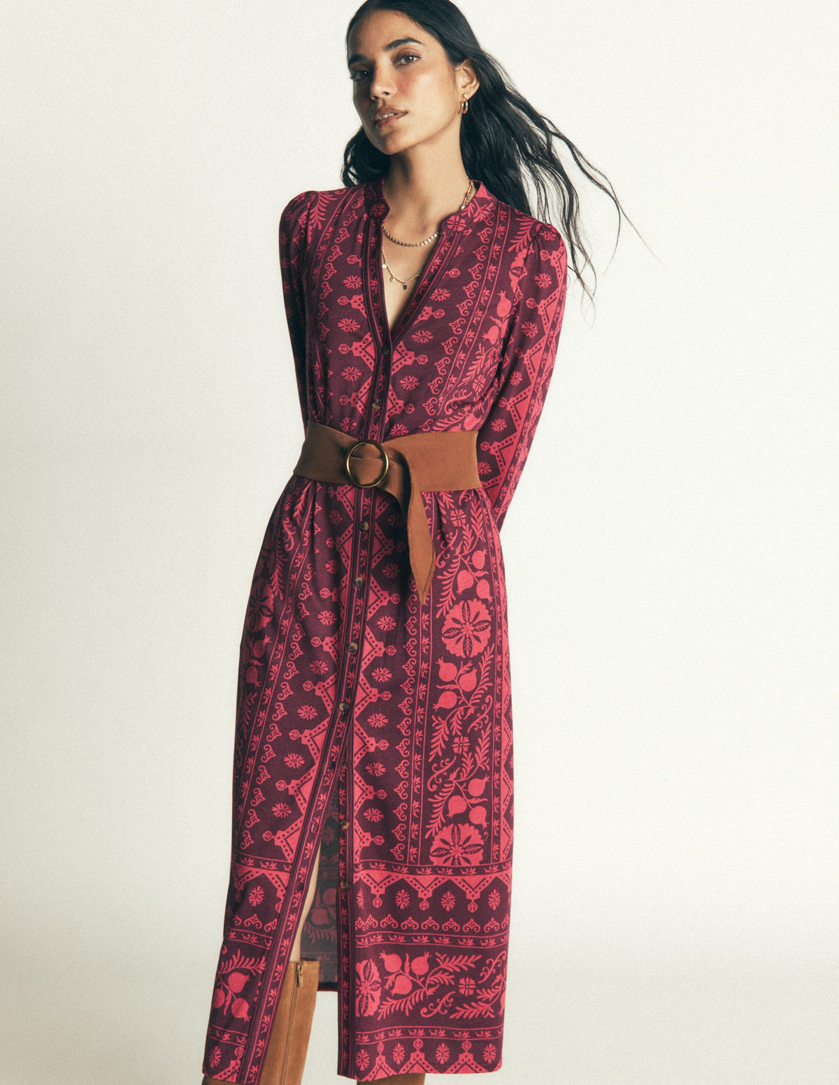 Juliet Jersey Midi Dress-Deep Wisteria, Charmed Foliage-1