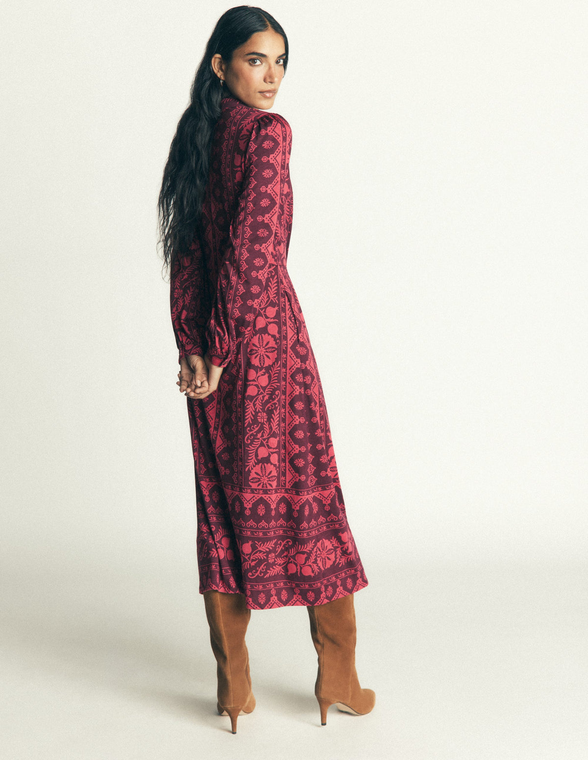Juliet Jersey Midi Dress-Deep Wisteria, Charmed Foliage - Image 3