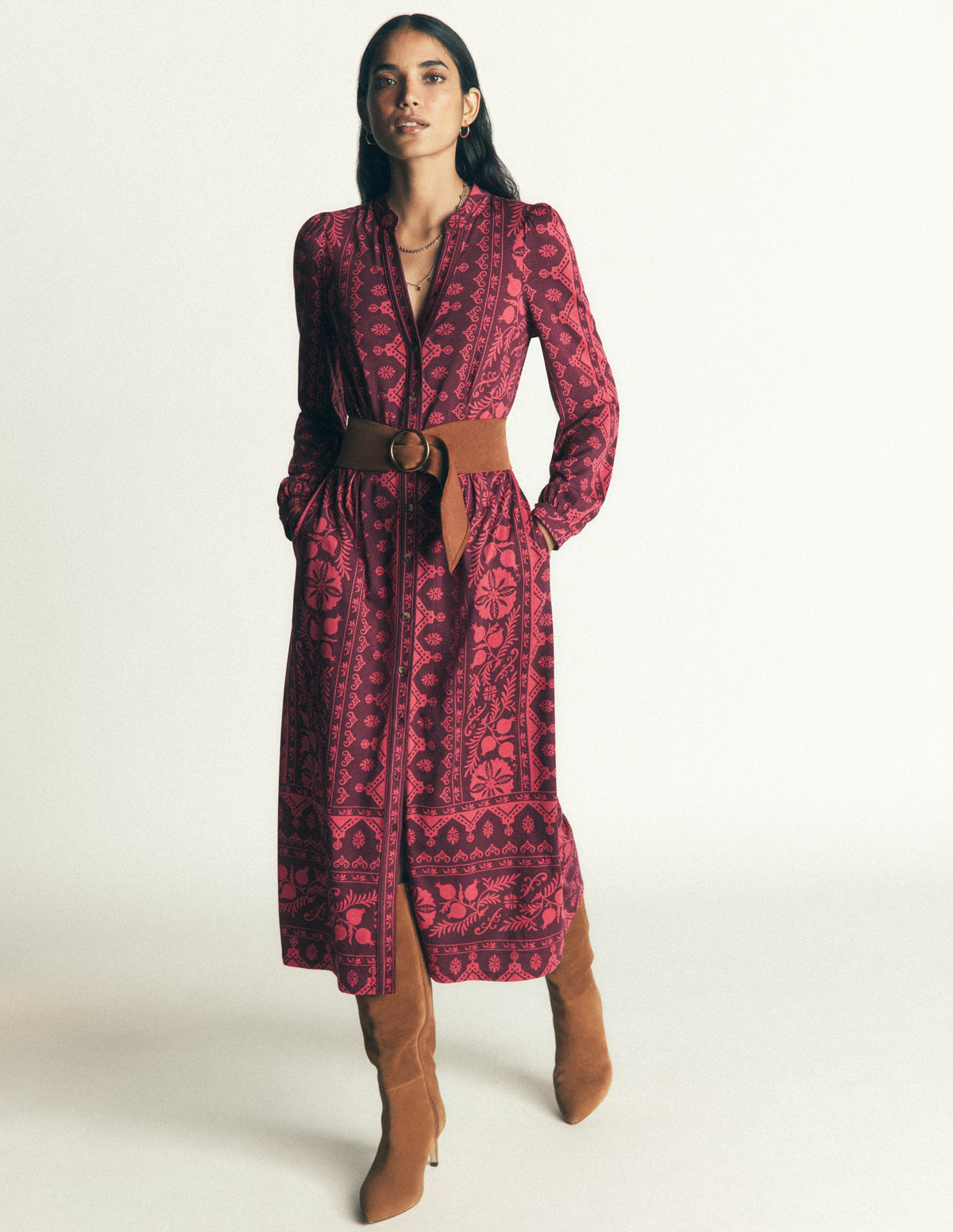 Juliet Jersey Midi Dress-Deep Wisteria, Charmed Foliage - Image 4