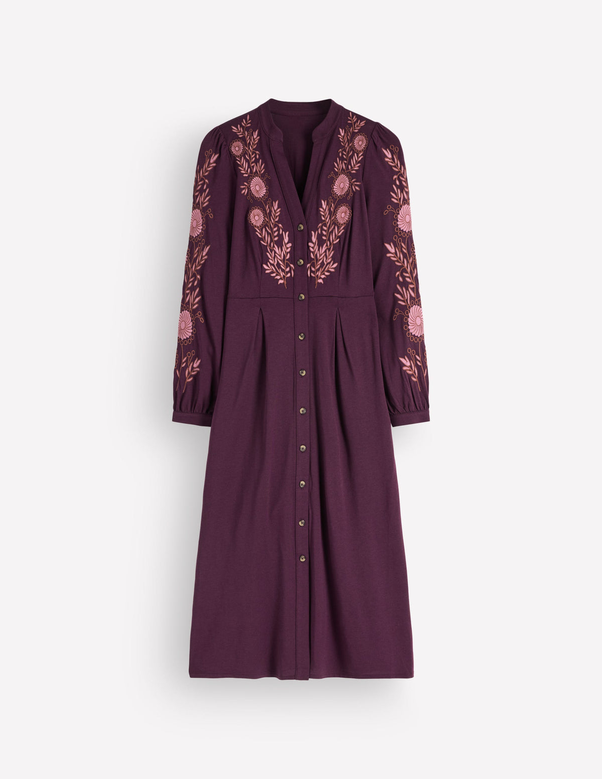 Juliet Jersey Midi Dress-Dark Cherry Embroidery-7