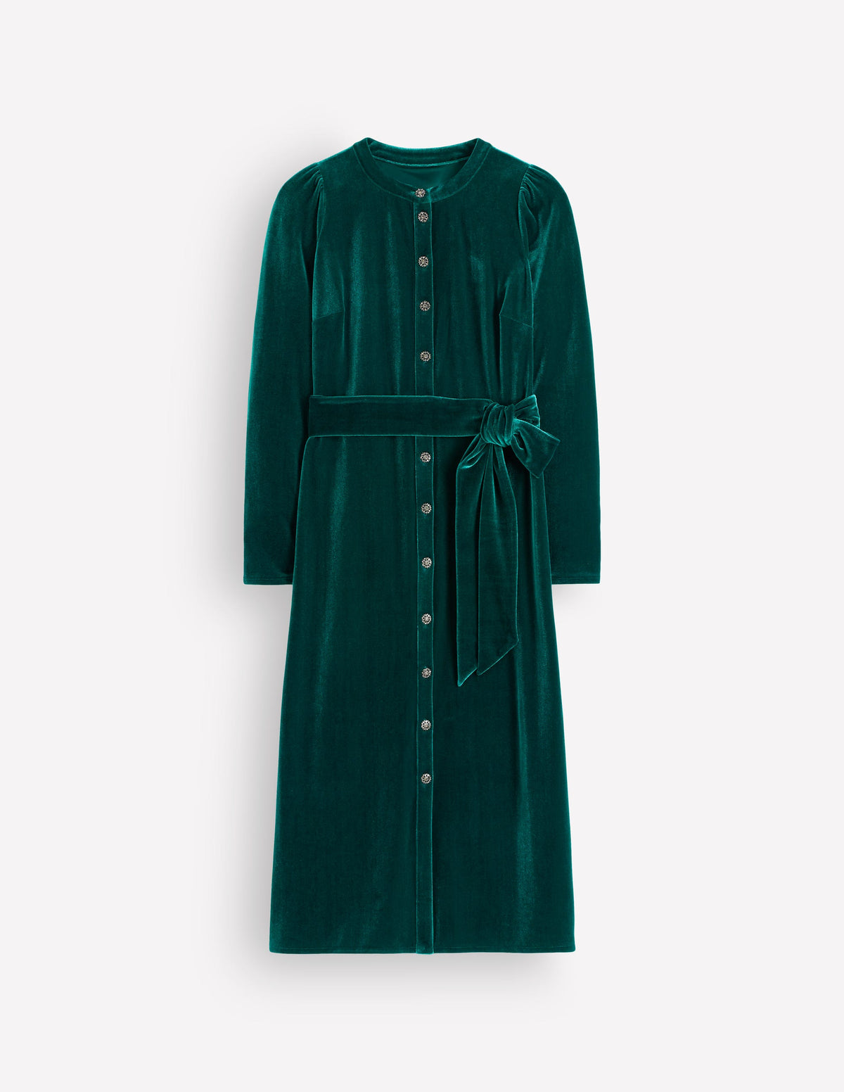 Honor Column Velvet Midi Dress-Emerald Night-5