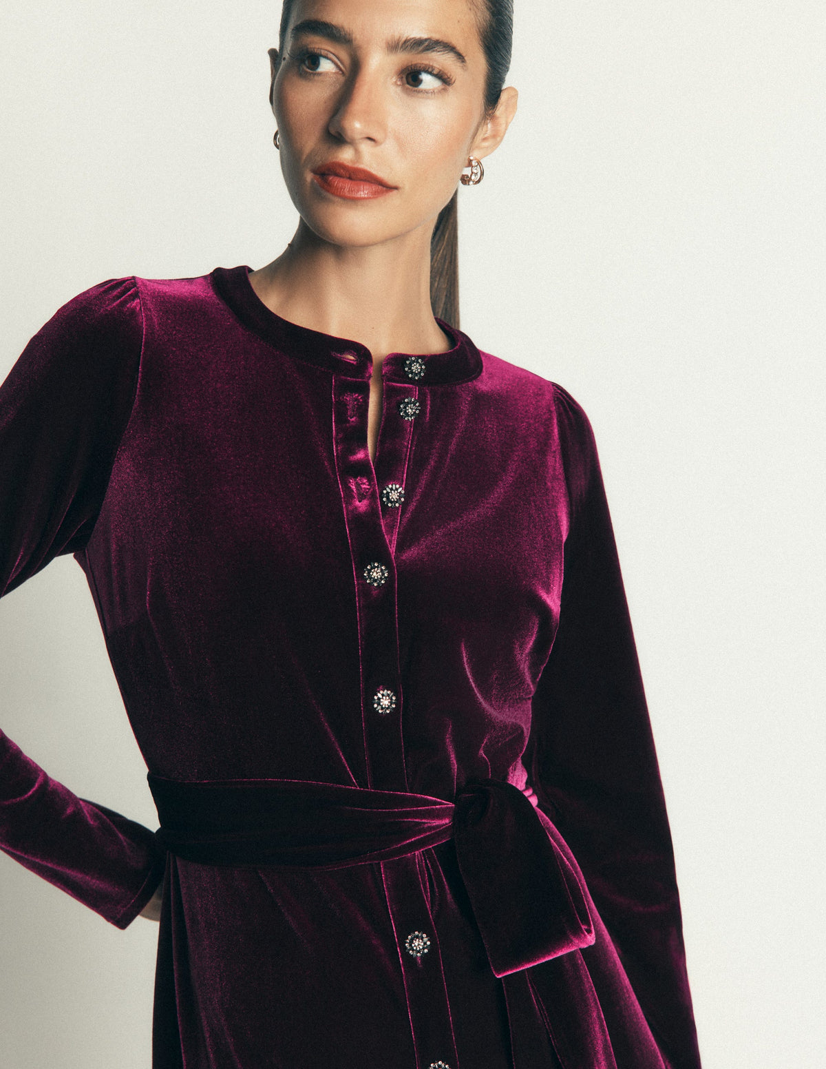 Honor Column Velvet Midi Dress-Port Royal-2
