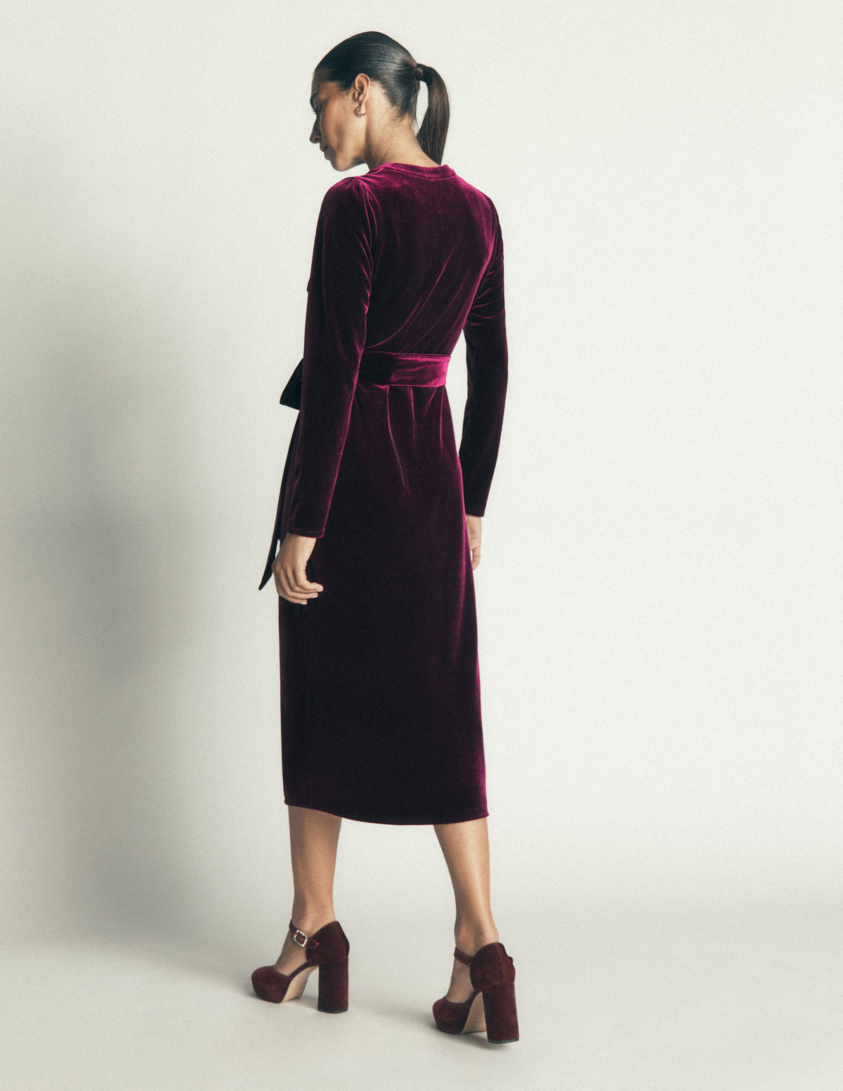 Honor Column Velvet Midi Dress-Port Royal - Image 3