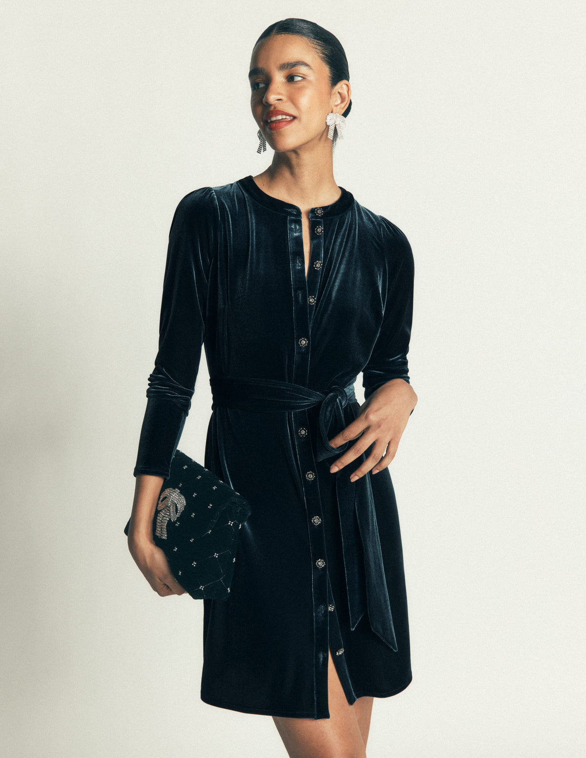 Honor Short Velvet Dress-Teal Ocean - Image 1