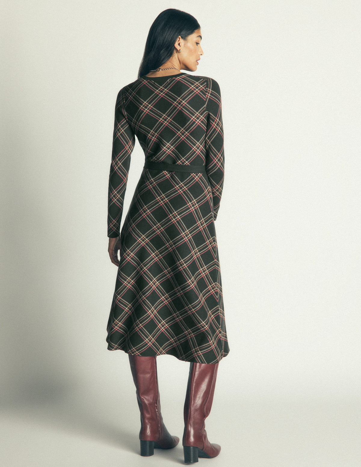 Crew Midi Jacquard Dress-Green Check - Image 4