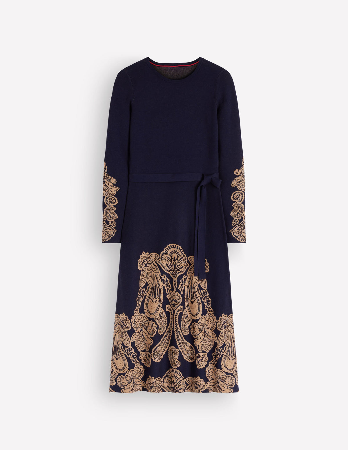 Crew Midi Jacquard Dress-Navy Placement-7