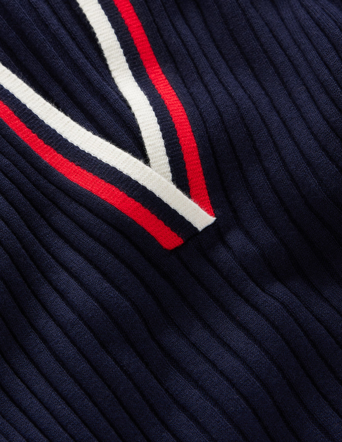 Ribbed Henley Knitted Dress-Navy - Image 6