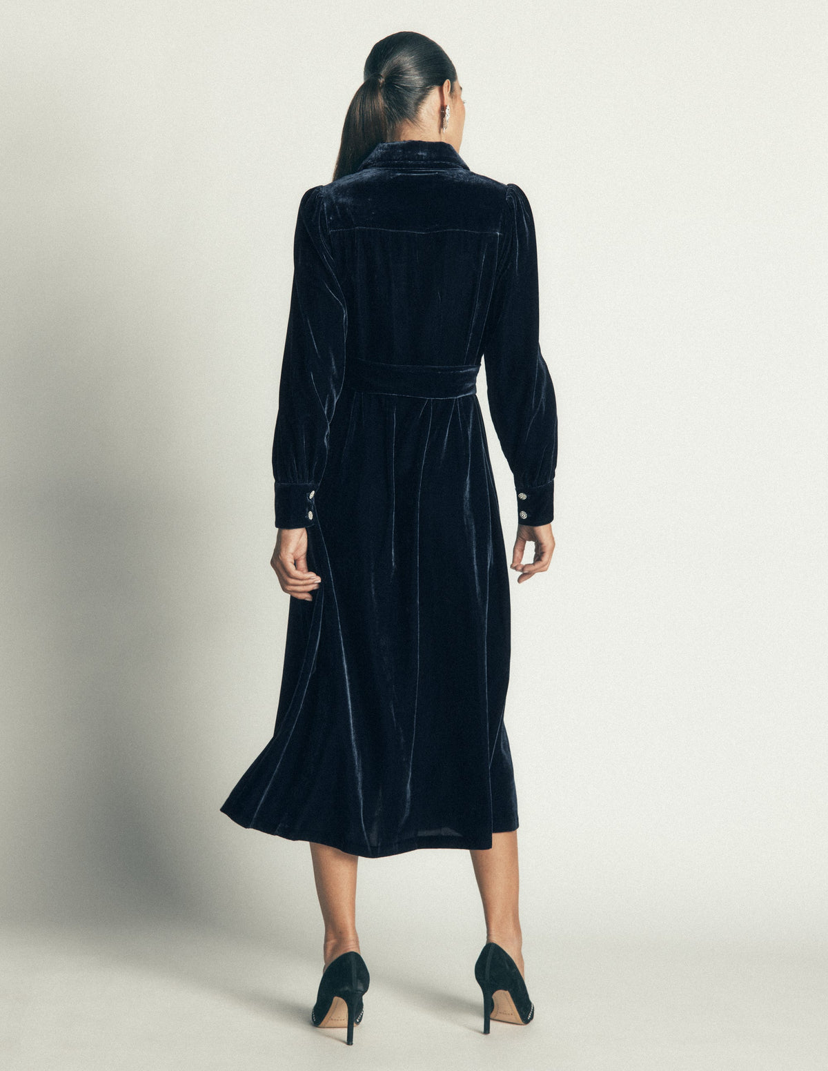 Maeve Velvet Shirt Dress-Teal Ocean - Image 4