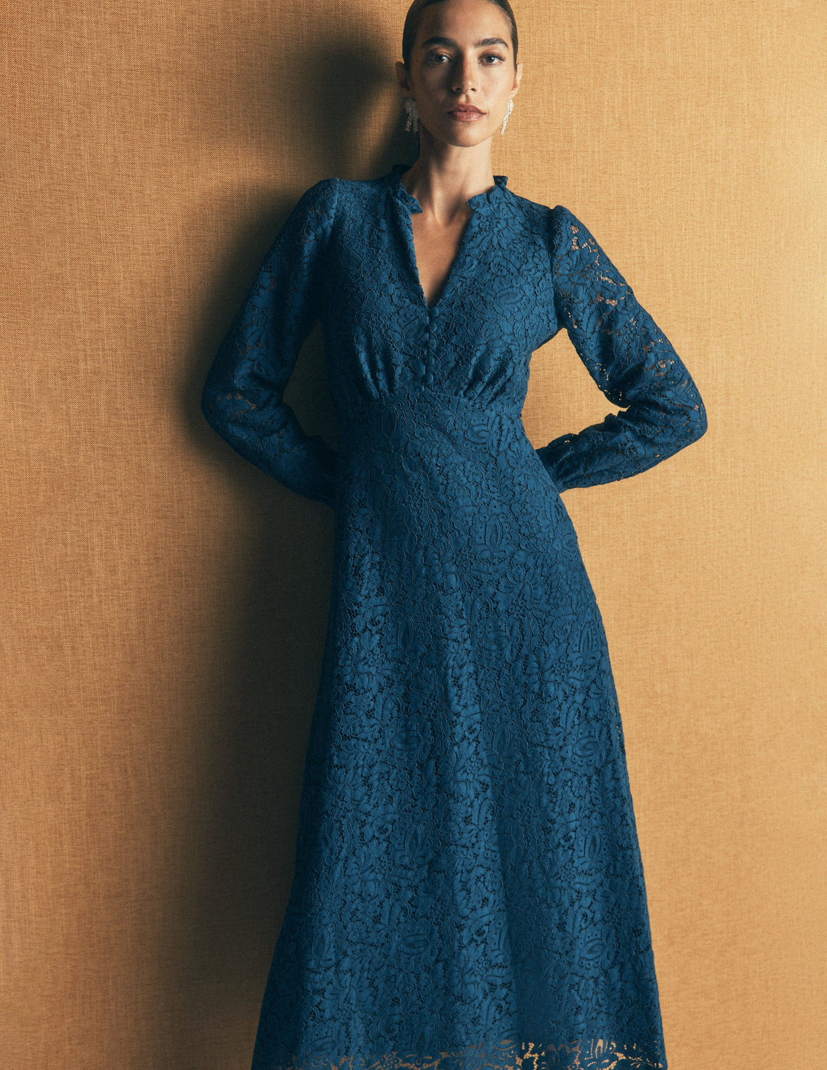 Cassie Lace Tea Dress-Deep Aurora Blue - Image 1