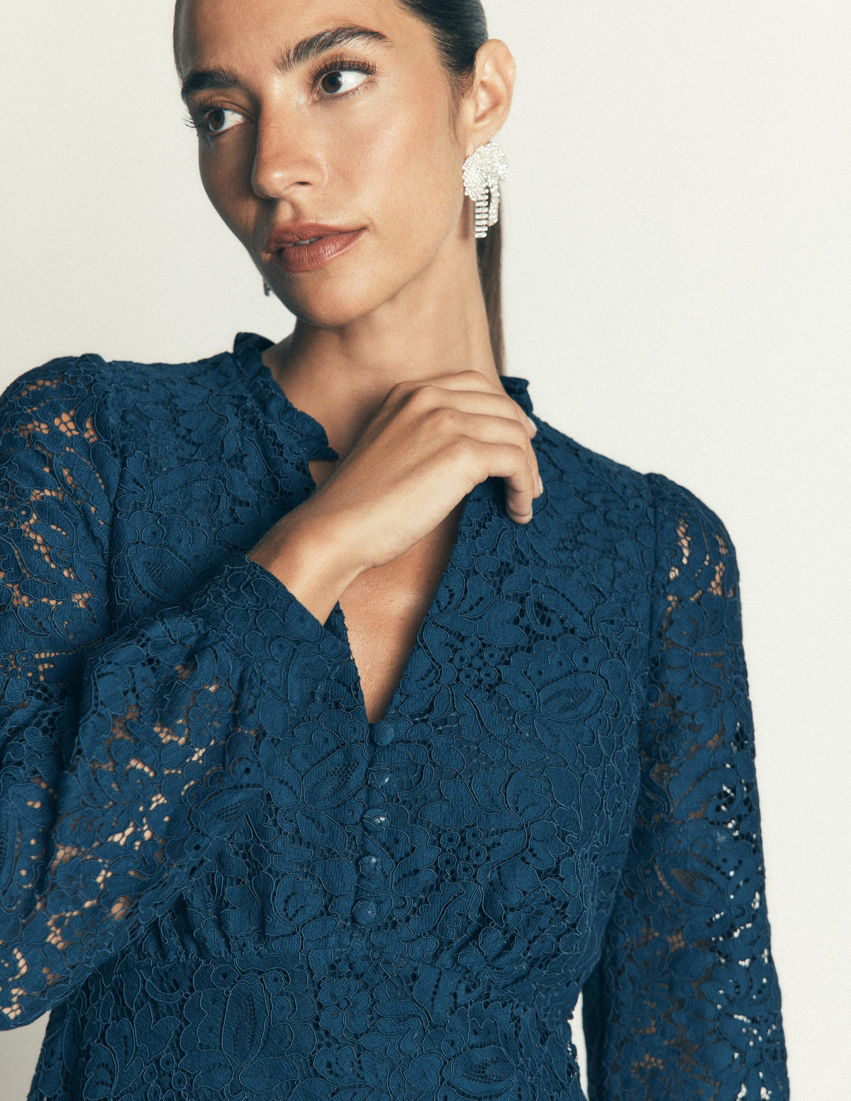 Cassie Lace Tea Dress-Deep Aurora Blue-2