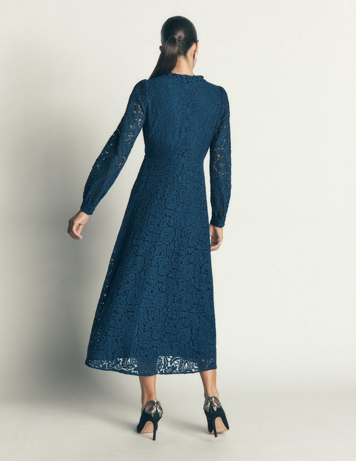 Cassie Lace Tea Dress-Deep Aurora Blue - Image 3