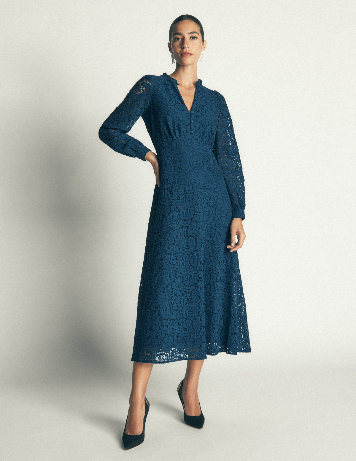 Cassie Lace Tea Dress-Deep Aurora Blue - Image 4