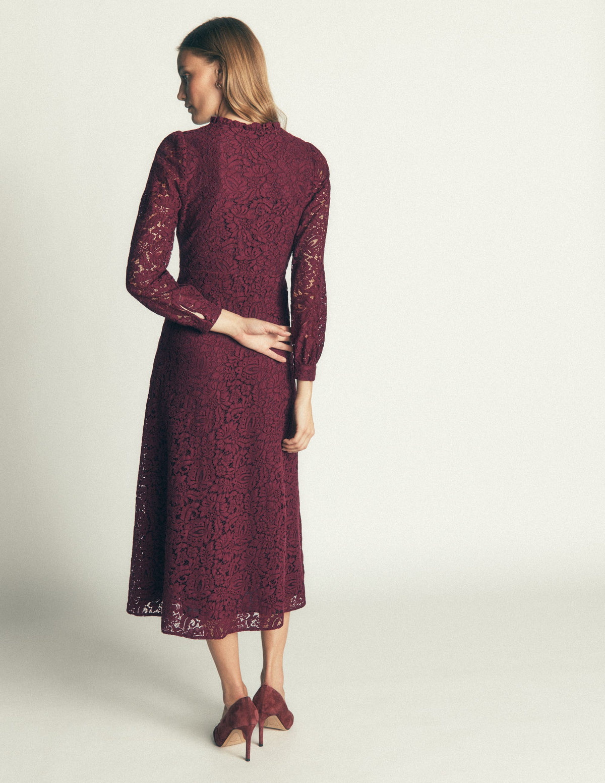 Cassie Lace Tea Dress-Dark Cherry-5