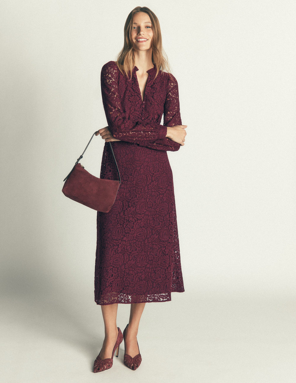 Cassie Lace Tea Dress-Dark Cherry-6