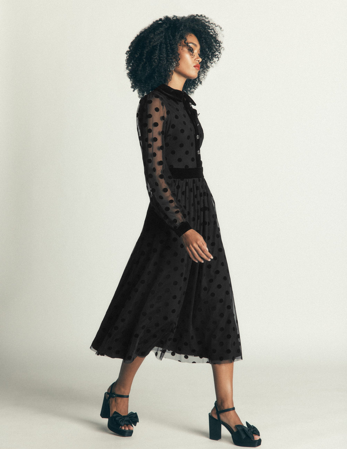 Contrast Detail Tulle Dress-Black-5