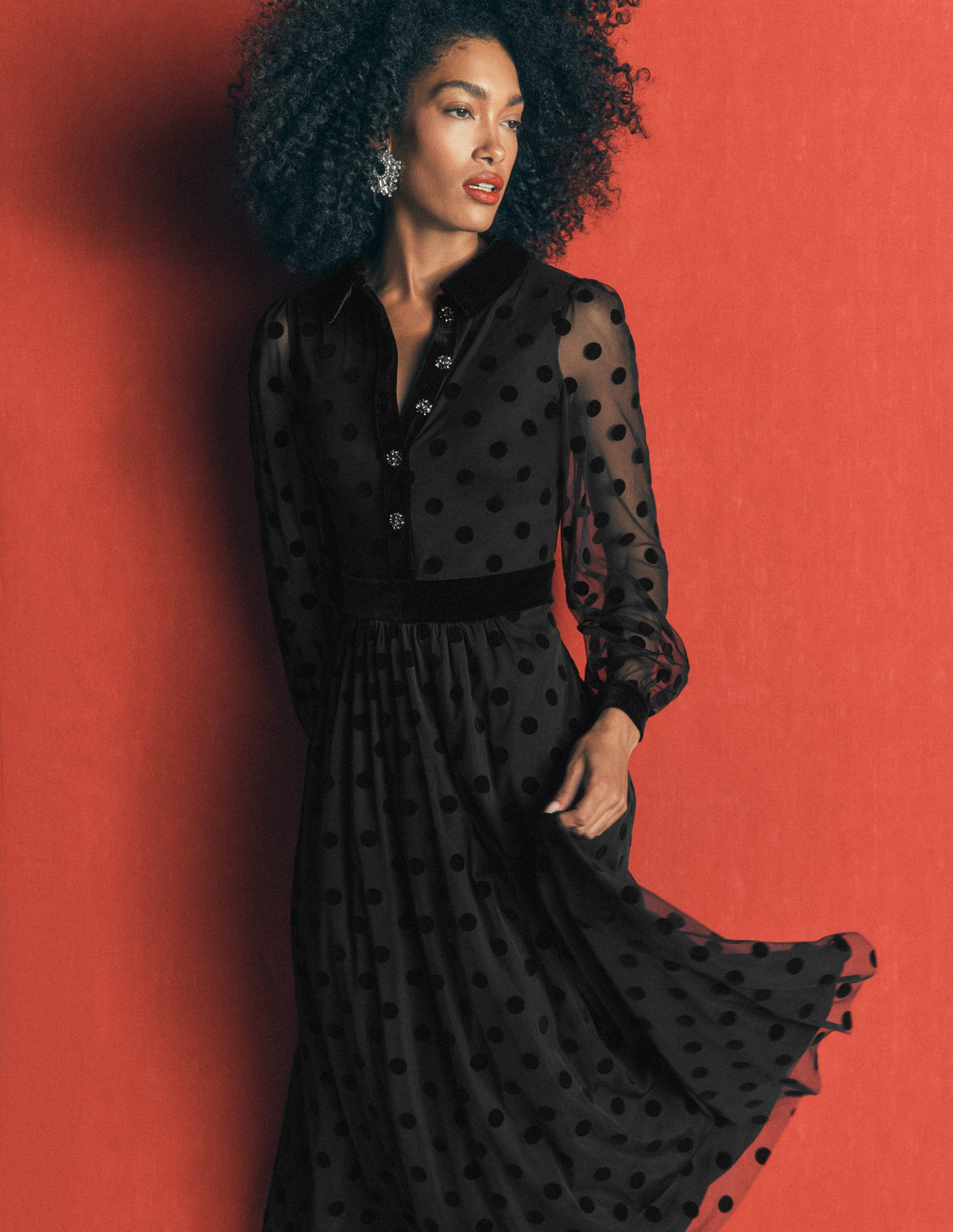 Contrast Detail Tulle Dress-Black-6