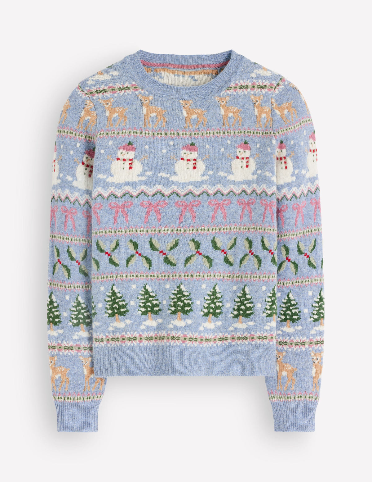 Edie Fair Isle Jumper-Blue snowman fair isle - Image 5