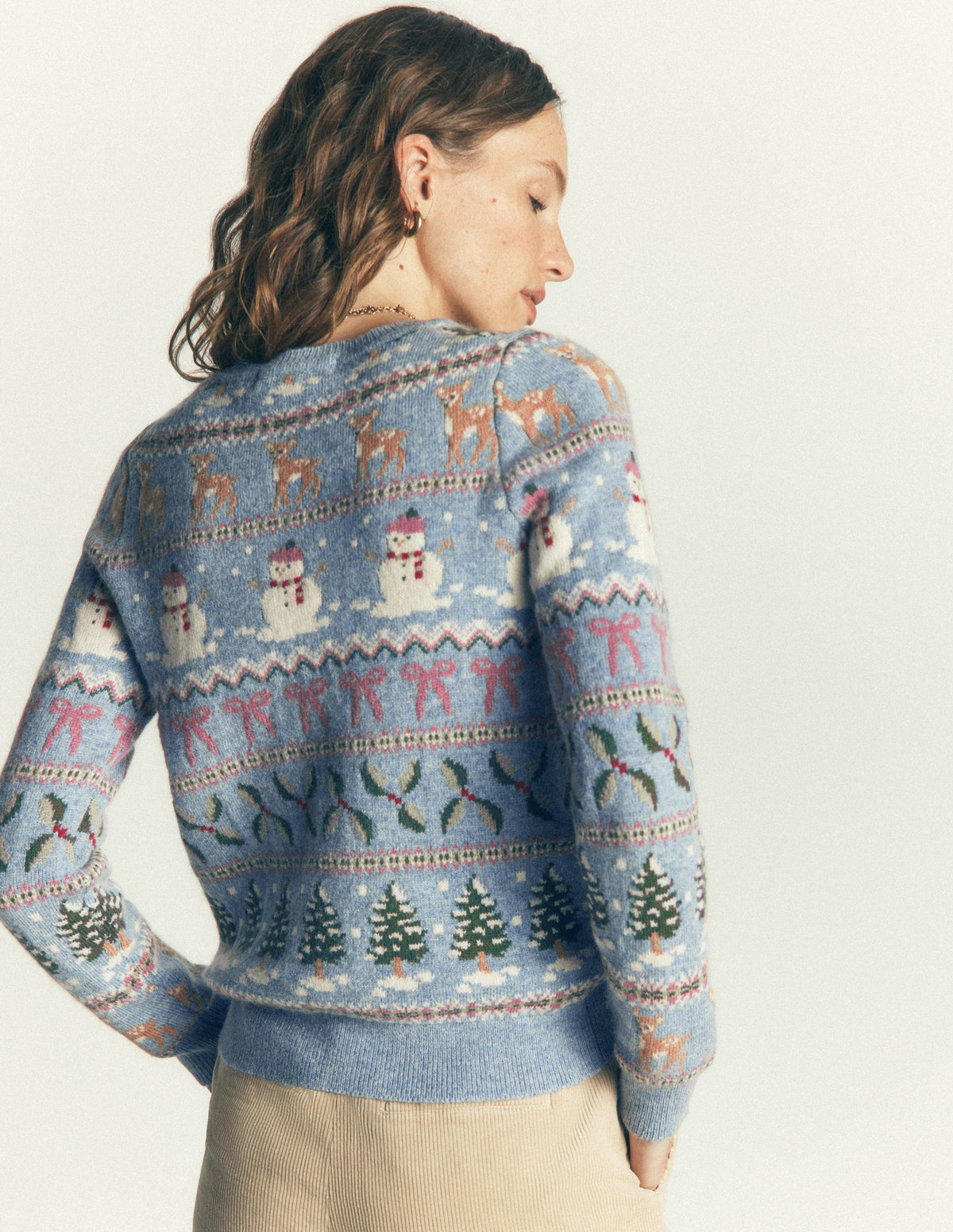 Edie Fair Isle Jumper-Blue snowman fair isle-3