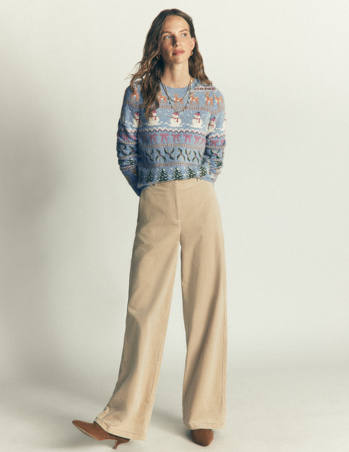 Edie Fair Isle Jumper-Blue snowman fair isle - Image 4